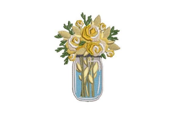 Flower Bouquet in a Mason Embroidery Design Review