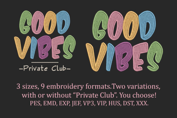 Good Vibes Colorful Fancy Text Embroidery Review