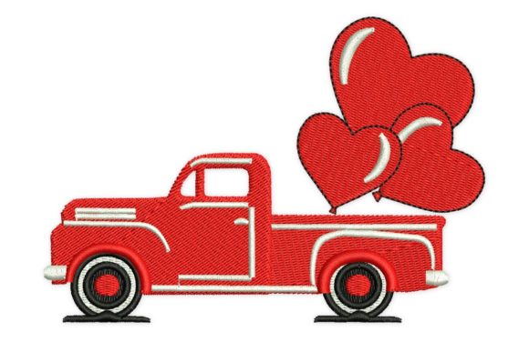 Vintage Valentine Truck Embroidery